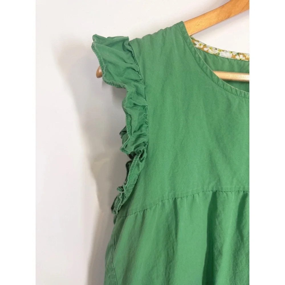 Umgee Green Tiered Dress‎ Ruffle Sleeveless Casual Cotton Women's Size S Beach